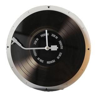 创意复古黑胶唱片桌面时钟摆台式钟表摆放式客厅电视柜装饰品摆件