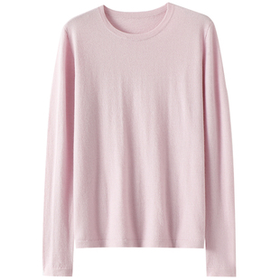 太舒服了吧！高定精纺100%纯山羊绒衫女圆领纯羊绒毛衣针织打底衫