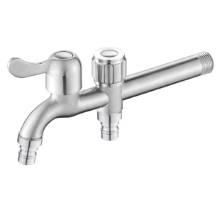 加长洗衣机水龙头一进二出不锈钢户外三通角阀一分二接头双龙头