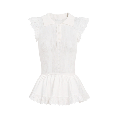 长绒棉天丝蕾丝花边小飞袖连衣裙