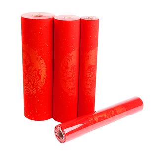 明星宣纸万年红长卷对联纸宣纸手写春联空白春联纸洒金对联加厚七言烫金龙凤春节大红书法专用纸百米长卷批发