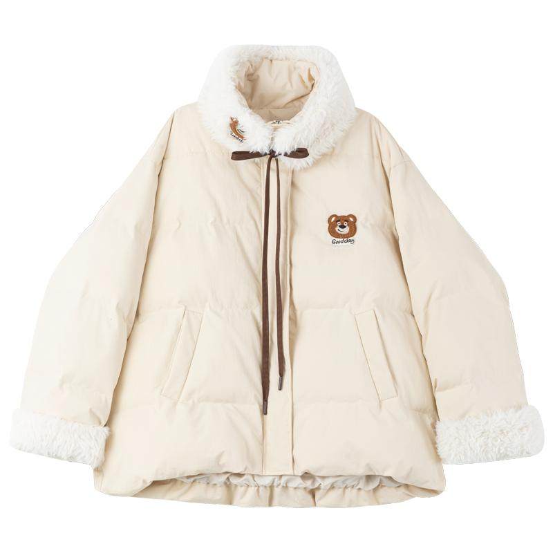 KEIKO小熊刺绣加厚短款面包服