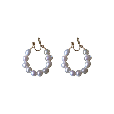 天然巴洛克珍珠耳夹复古精致