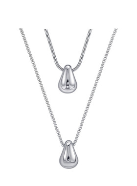 极简风水滴吊坠钛钢项链毛衣链女