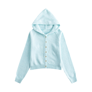 riverstone plus 多巴胺色系连帽开衫针织上衣女冬季百搭毛衣外套