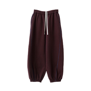 麻霖软糯敦厚磨毛彩点夹花桑蚕丝棉混纺休闲显瘦保暖收口运动卫裤