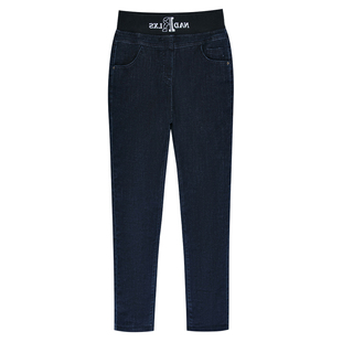 高腰羽绒牛仔裤女外穿加绒加厚显瘦保暖冬季棉裤白鸭绒直筒牛仔裤