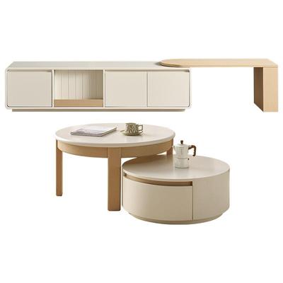 全友家居奶油原木风茶几电视柜