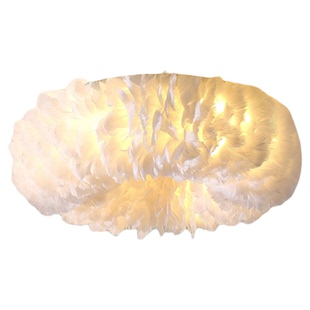 儿童房羽毛灯新款奶油风现代简约卧室吸顶灯网红ins女孩房间灯具