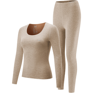 猫人驼绒保暖内衣女款德绒发热无痕秋衣秋裤套装女士加绒冬季打底