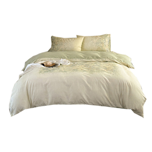 梨云眠春|法式高级感浅绿碎花全棉双层纱四件套1.8m床笠纯棉床品