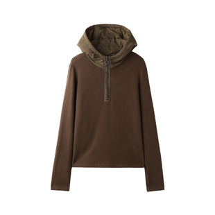 PENNYPENG减龄公式年轻态黑标系列半拉链拼接防风帽上衣 DF10007