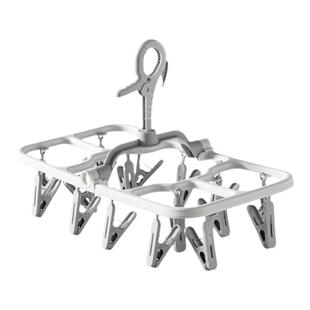 可折叠衣架16夹长方形多头塑料晾衣架多夹子加厚内衣晒袜子晾晒架