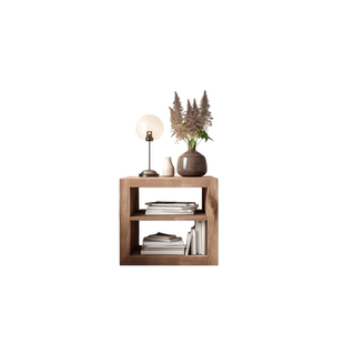 侘寂风床头柜原生态开门板做旧高级感床边桌民宿边几极简中古风