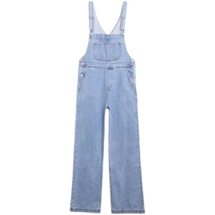 减龄牛仔背带裤学院风女韩版宽松盐系直筒裤学生长裤百搭连体裤子