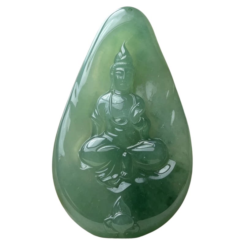 翠贵人冰种油绿观音菩萨吊坠