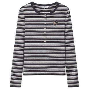 TeenieWeenie小熊奥莱女装秋长袖T恤打底衫柔软贴身短款上衣女士