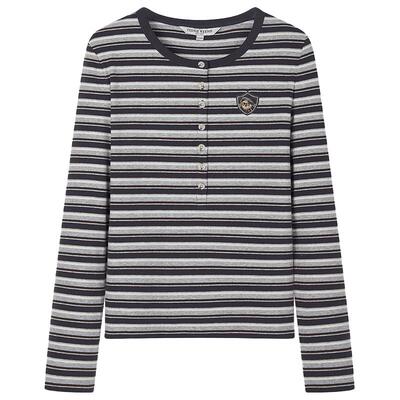 TeenieWeenie小熊奥莱女装秋长袖T恤打底衫柔软贴身短款上衣女士