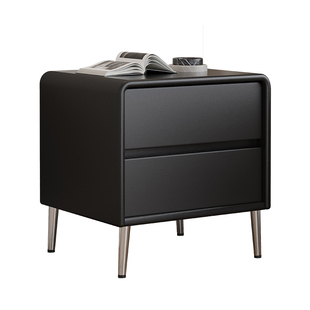 包豪斯床头柜实木黑色家用卧室轻奢高级感极简小型收纳床边柜子
