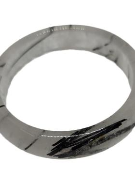 天然黑发白水晶萤石手镯