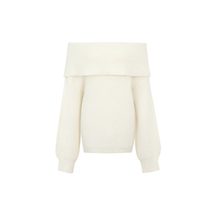 POET WONG【淡颜美人】羊毛羊驼毛混纺软糯一字肩韩系小白花毛衣