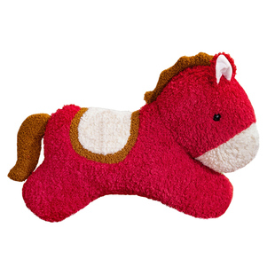 2026新款马年吉祥物玩偶毛绒玩具小红马抱枕公仔新年礼物装饰摆件