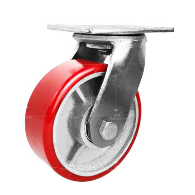重型铁芯聚氨酯脚轮4/5/6/8寸推车万向轮工业承重轮定转向带刹车
