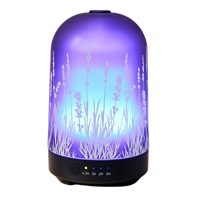七彩渐变香氛扩香玻璃加湿器夜灯