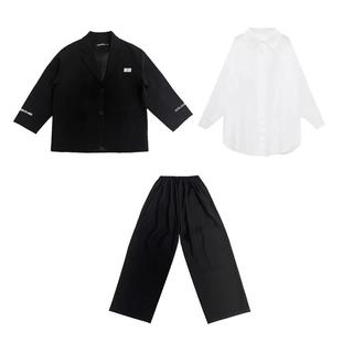 儿童男孩架子鼓演出服hiphop爵士舞走秀男女童潮酷帅时髦西装套装