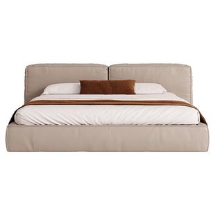 PAULJOHN全真皮豆腐块床意式简约主卧双人床现代轻奢高端落地婚床