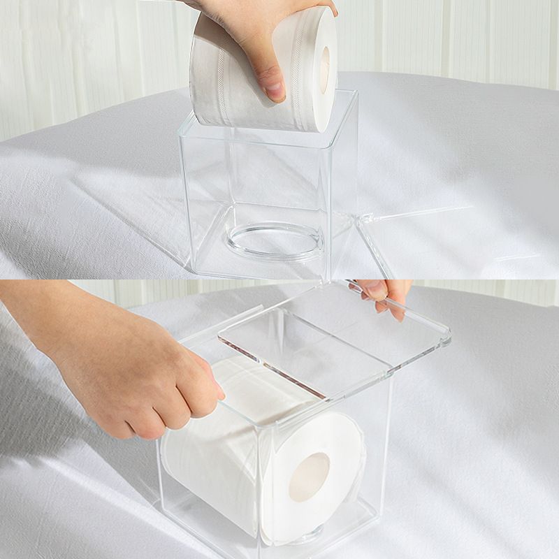 透明亚克力纸巾盒桌面收纳方形纸筒厕所纸巾巾纸筒卷盒收纳盒洗脸