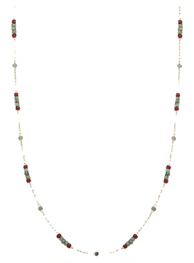 GGW 仿松石纹琉璃酒红撞色颈链红蓝仿松钛钢项链复古古董风锁骨链