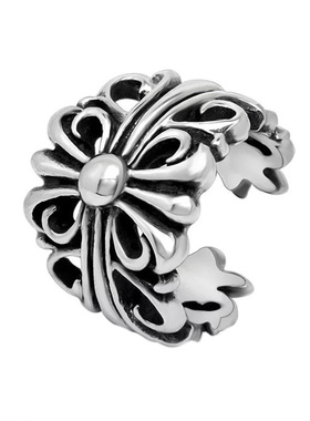 不掉色十字架钛钢开口戒指男女潮