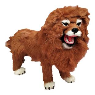 真毛仿真狮子王人气毛绒儿童玩具玩偶模型真皮工艺品雄狮动物摆件