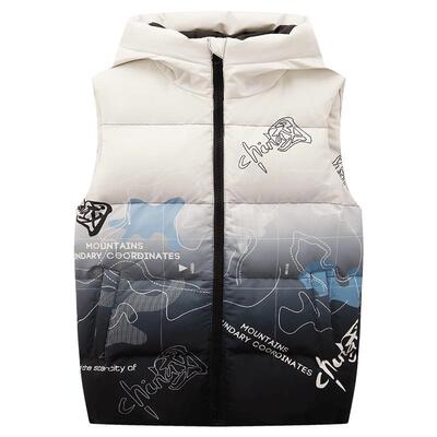 雪中飞kids儿童羽绒马甲男童冬季印花中大童坎肩加厚羽绒背心