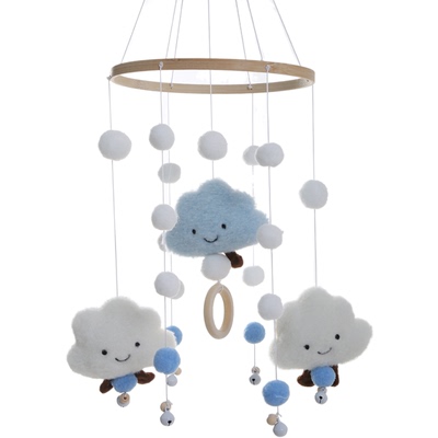 跨境云朵毛球风铃婴儿床装饰挂件