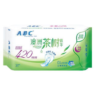 ABC卫生巾澳洲茶树精华超薄棉柔加长420mm防漏超长去异味姨妈巾