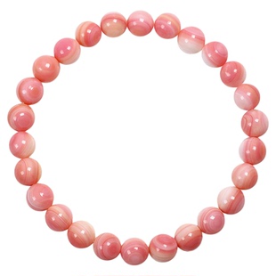 天然女王贝胭脂螺圆珠手串新中式百搭粉素珠手链通勤珠宝DIY礼物