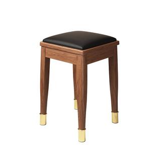 三梦实木凳子家用软包可叠放中古风轻奢餐桌凳备用木头方板凳餐椅