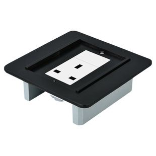 双门不锈钢哑光黑色英式13A地板插座英标英制250V网络电话地插座