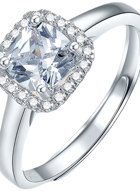 六桂福女士S925银小方糖戒指