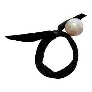 珍珠皮圈黑色蕾丝花边发饰韩版简约成人高弹力扎马尾皮筋头绳发圈