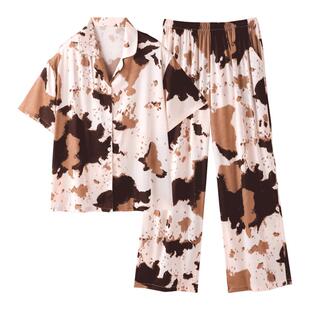 睡衣女士夏季冰丝短袖长裤薄款夏天女款仿真丝绸高级感夏款家居服