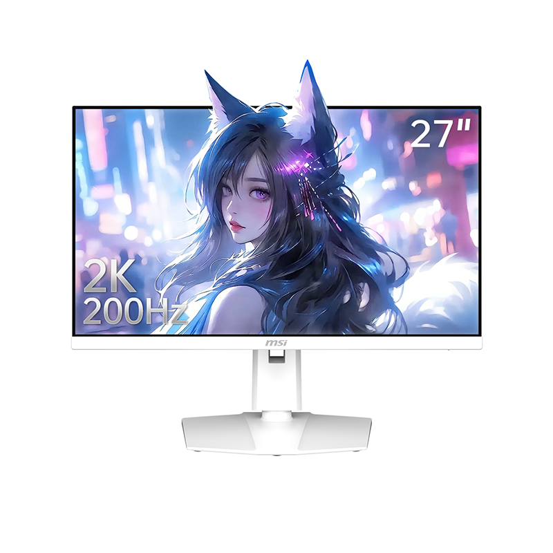 微星27英寸2K200HZ電競高刷電腦顯示器白刃MAG274QRFWE20白色屏幕
