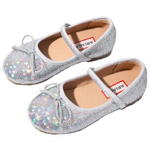 ARIACA艾芮苏人鱼鞋女童公主鞋小女孩软底单鞋儿童闪亮皮鞋配礼服