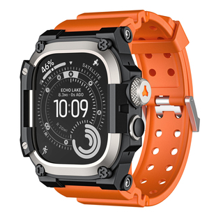 ERFG蛙人AppleWatch Ultra3改装金属壳适用苹果iwatch手表表带硅胶Ultra专用高级AW壳带一体49mm全包防摔新款