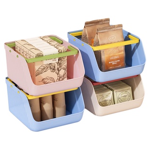 零食收纳筐家用大容量杂物收纳篮办公室可叠加咖啡茶包桌面收纳盒