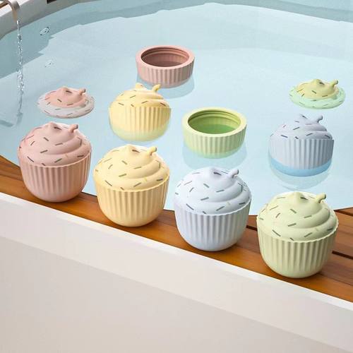 跨境新品硅胶混搭纸杯蛋糕宝宝沐浴玩具食品级可机洗婴儿浴缸玩具