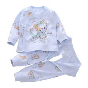 婴儿秋衣套装百天小月龄宝宝衣服分体早春秋款a类内衣全棉夏季1岁