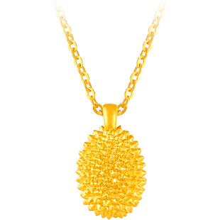 梦金园榴莲黄金吊坠留恋一生5D硬足金挂坠转运珠项链送女生日礼物